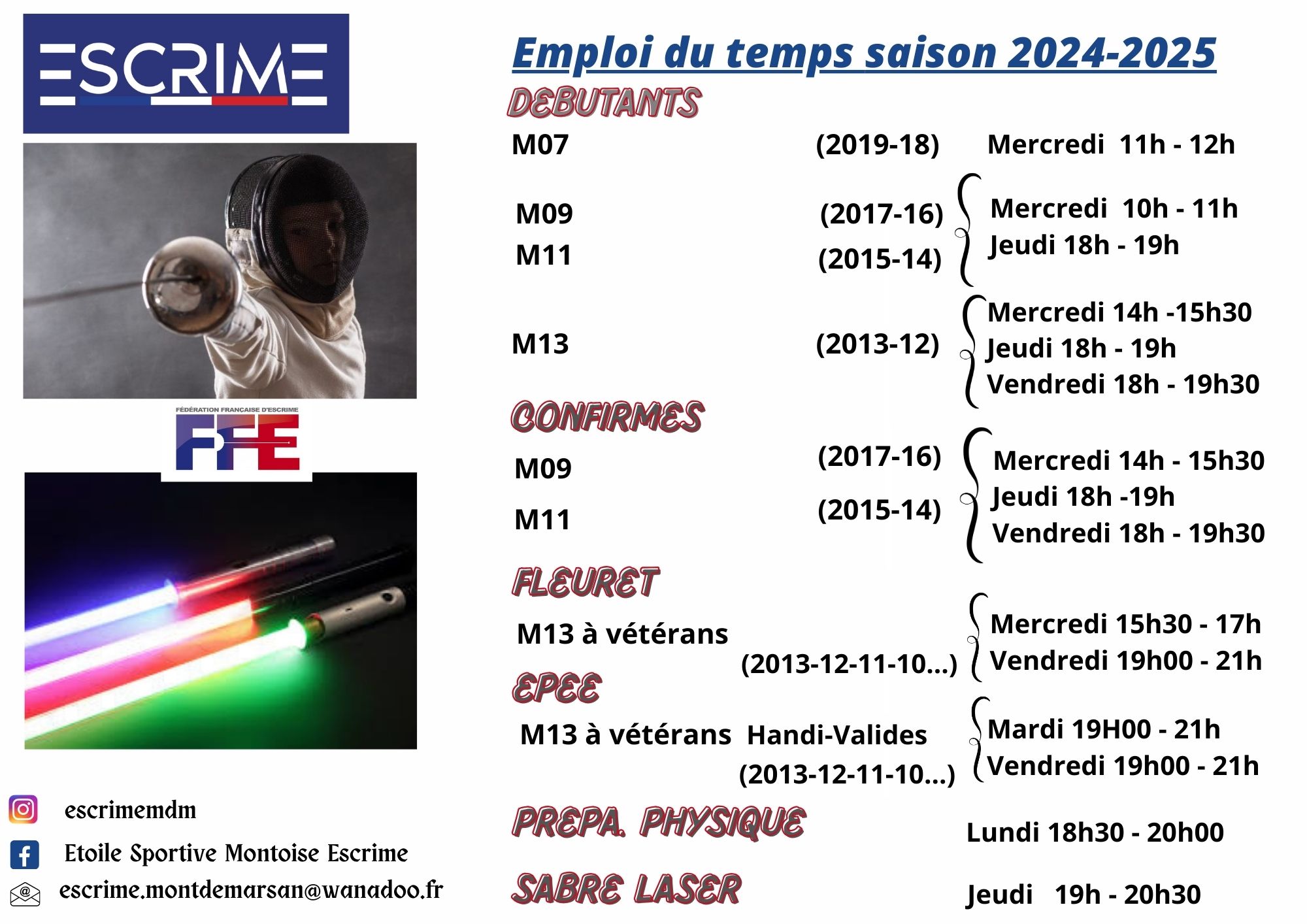 Emploi du temps 24-25